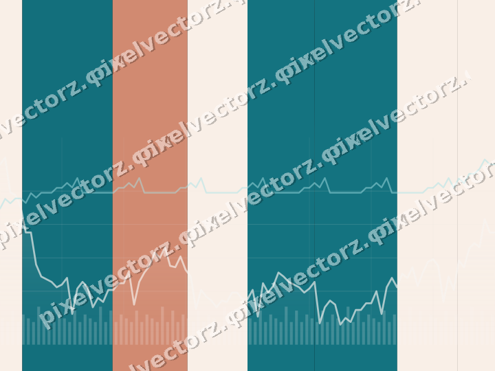 Glowing neon chart background in teal and orange