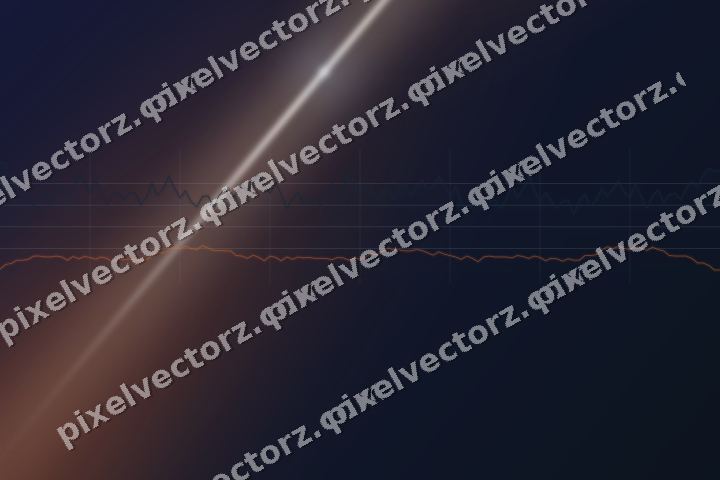 Glowing neon chart background in dark blue and orange
