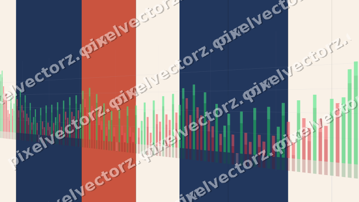 Glowing neon chart background in blue and red