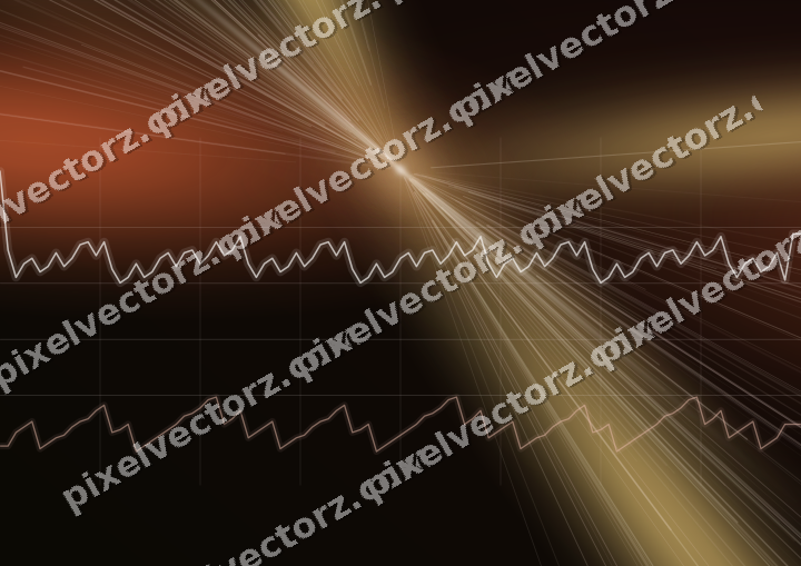 Glowing neon chart background in orange and amber