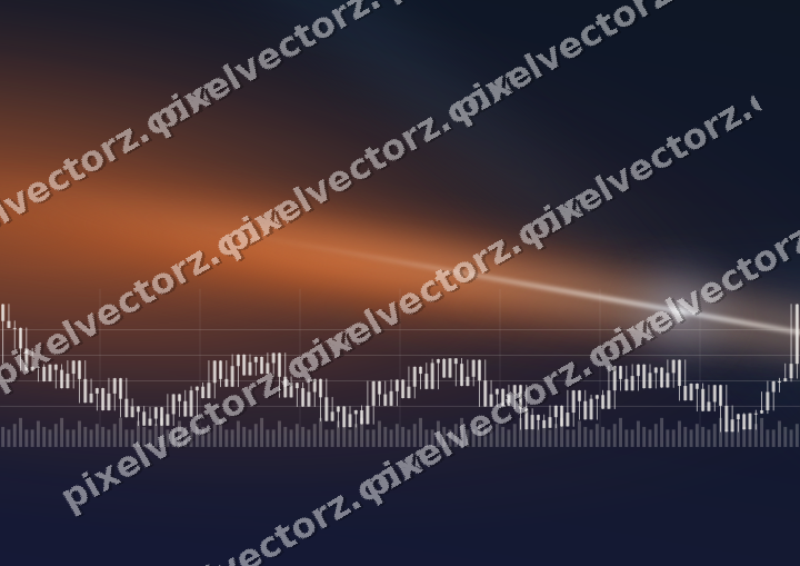 Glowing neon chart background in dark blue and orange