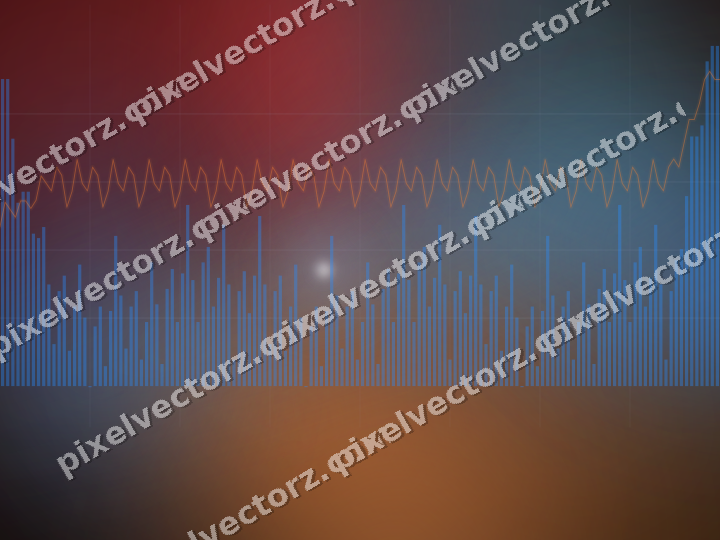 Glowing neon chart background in blue and red
