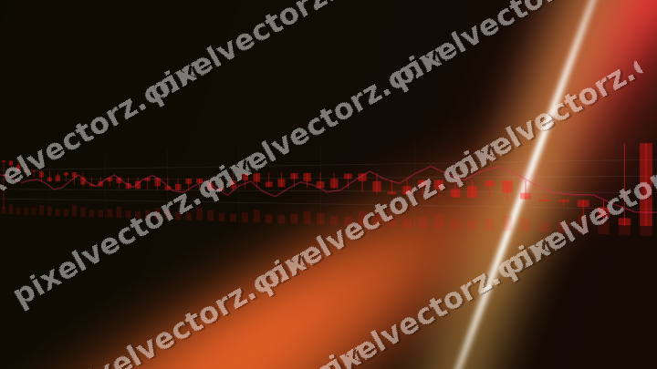 Glowing neon chart background in red and orange