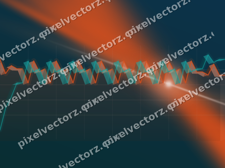 Glowing neon chart background in orange and teal