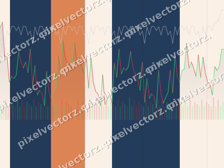 Glowing neon chart background in blue and orange