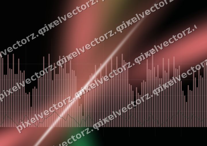 Glowing neon chart background in red and green