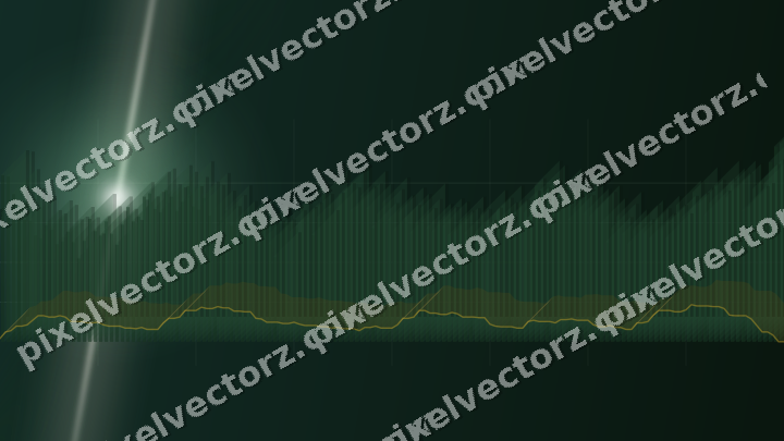 Glowing neon chart background in dark green and amber