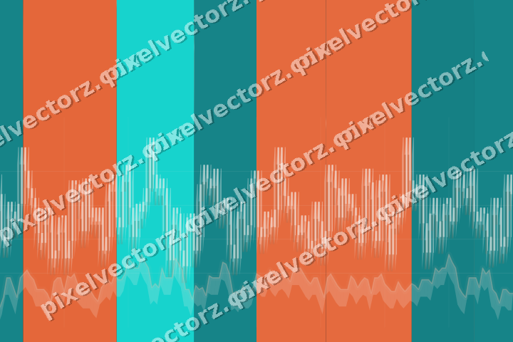 Glowing neon chart background in orange and teal