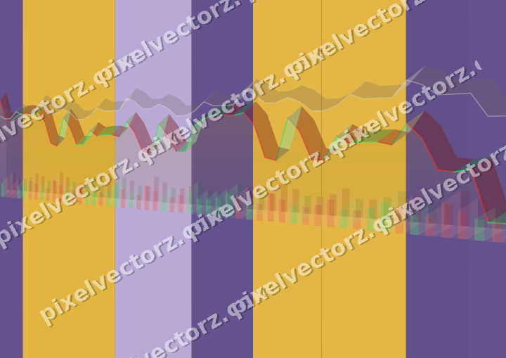 Glowing neon chart background in amber and purple