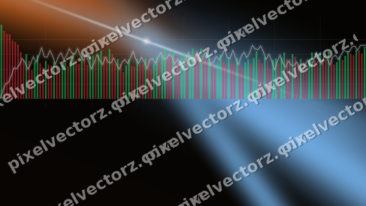 Glowing neon chart background in blue and orange