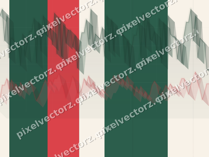 Glowing neon chart background in dark green and red