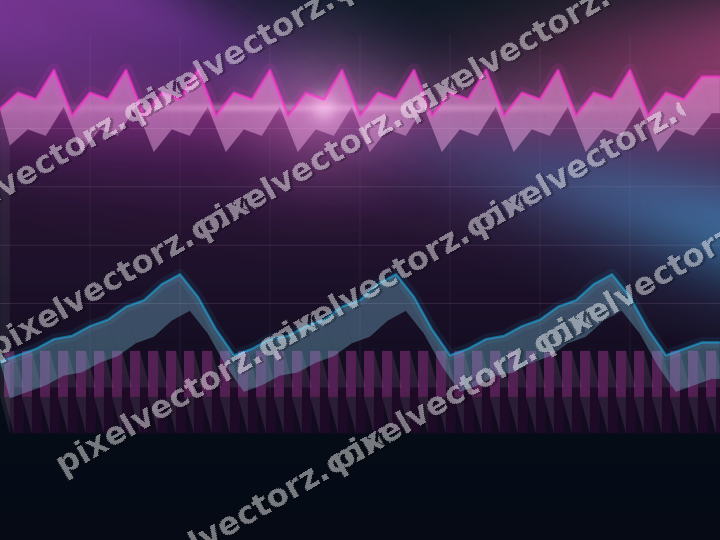 Glowing neon chart background in magenta and purple