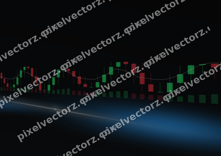 Glowing neon chart background in blue and orange