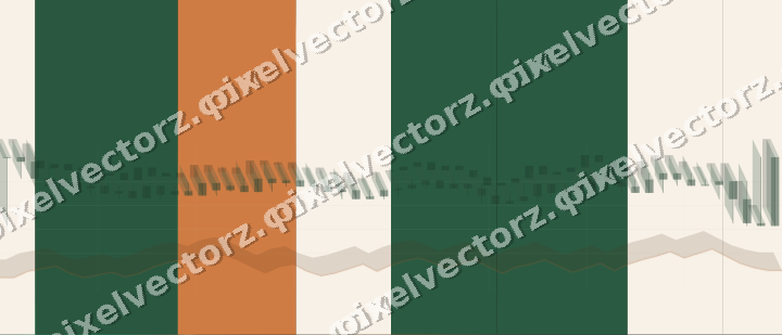 Glowing neon chart background in green and orange
