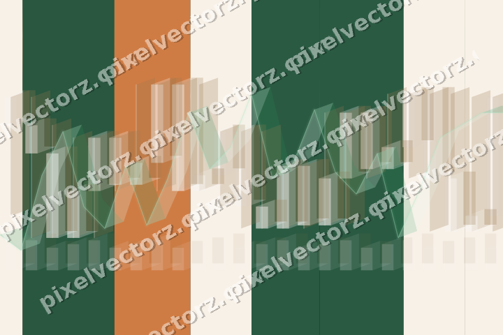 Glowing neon chart background in green and orange