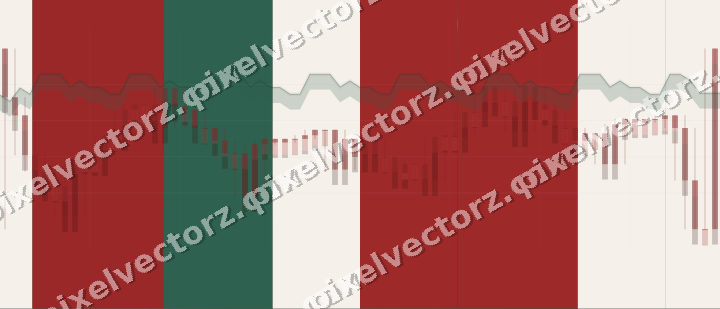 Glowing neon chart background in dark red and dark green