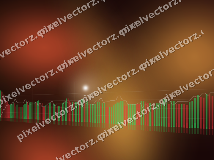 Glowing neon chart background in orange and amber