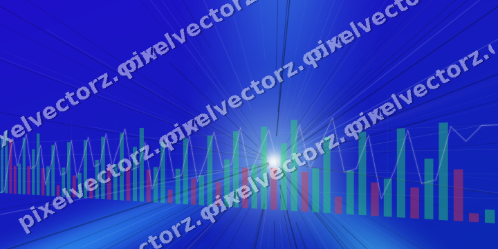Glowing neon chart background in cyan and blue