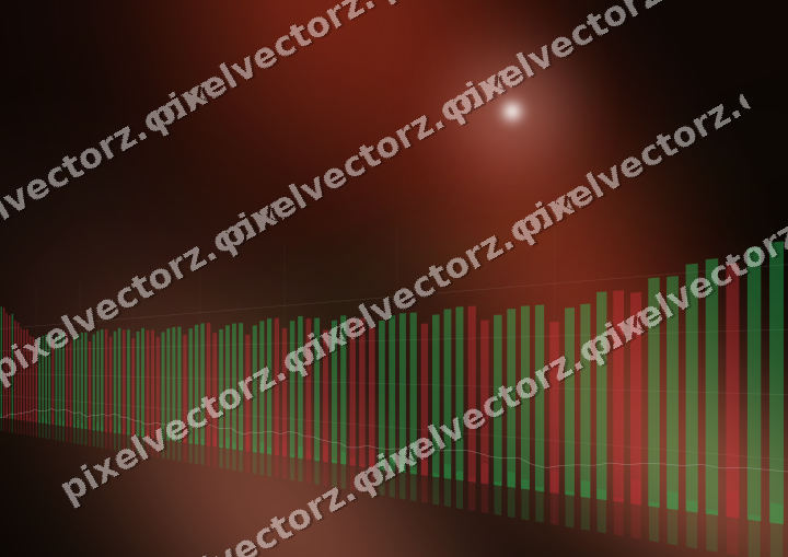 Glowing neon chart background in red and orange
