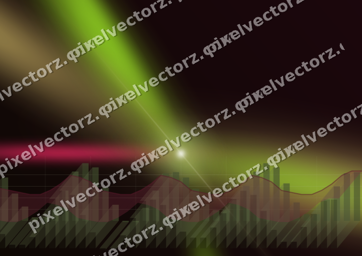Glowing neon chart background in lime and pink