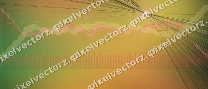 Glowing neon chart background in red and orange