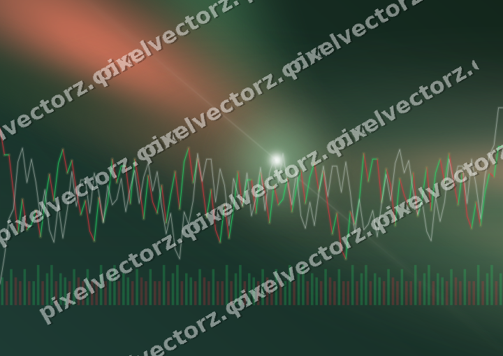 Glowing neon chart background in dark green and red