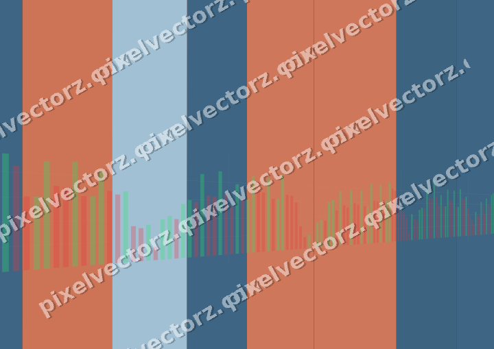 Glowing neon chart background in orange and cyan