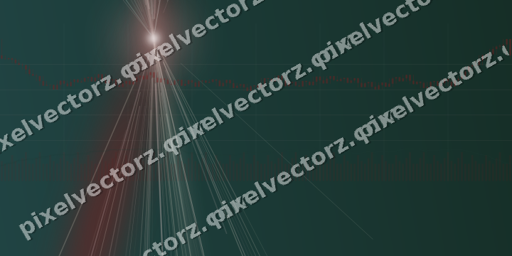 Glowing neon chart background in dark red and dark green