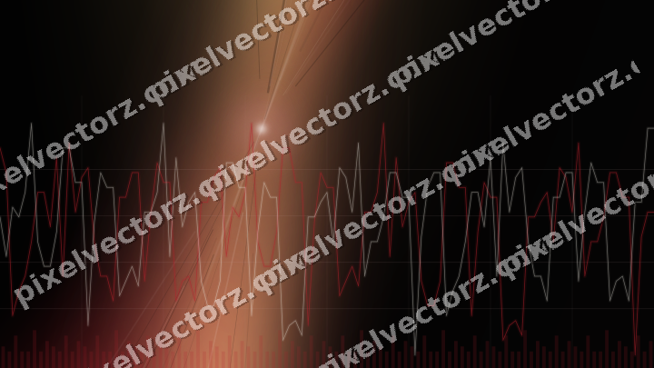 Glowing neon chart background in red and amber