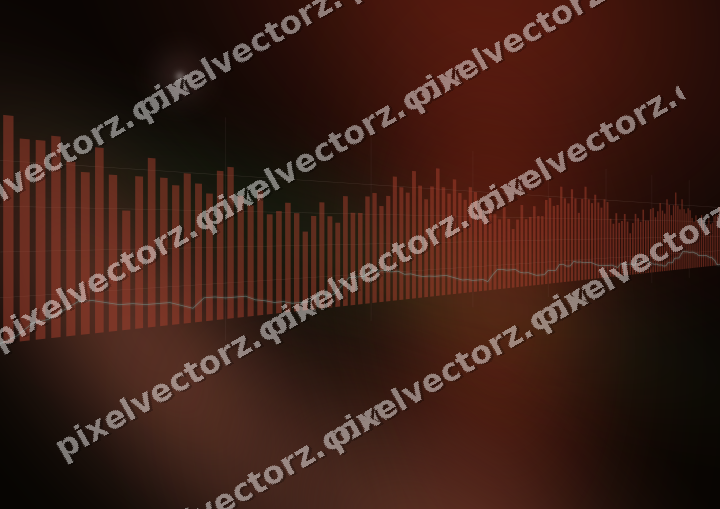 Glowing neon chart background in red and orange
