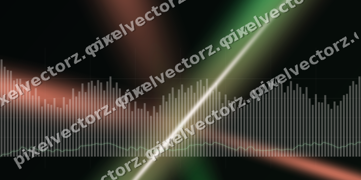 Glowing neon chart background in green and red