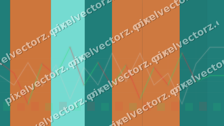 Glowing neon chart background in orange and teal