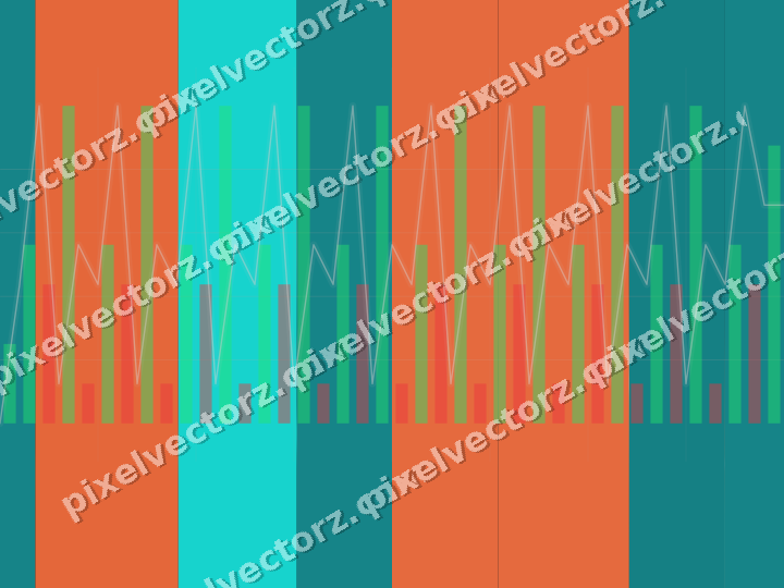 Glowing neon chart background in orange and teal