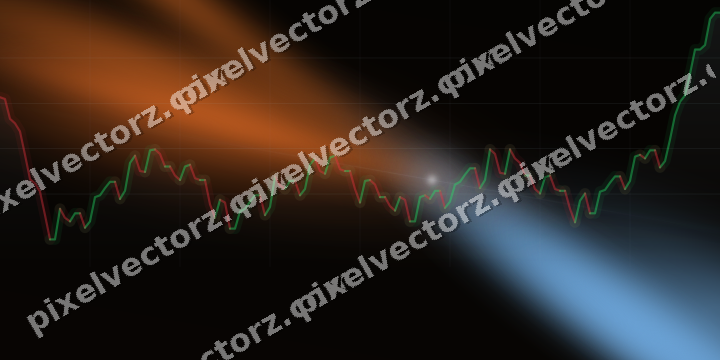 Glowing neon chart background in blue and orange