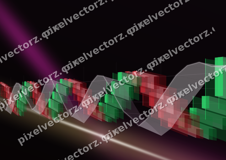 Glowing neon chart background in magenta and amber