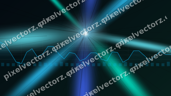 Glowing neon chart background in cyan and teal