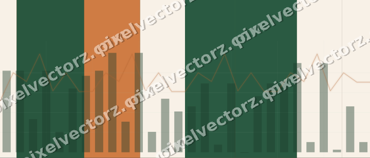 Glowing neon chart background in green and orange