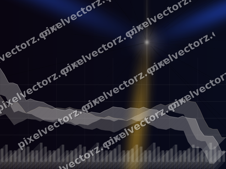 Glowing neon chart background in amber and blue