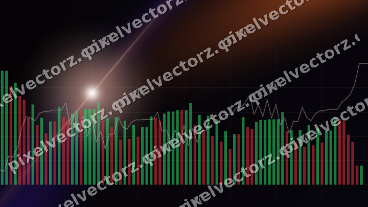 Glowing neon chart background in orange and blue
