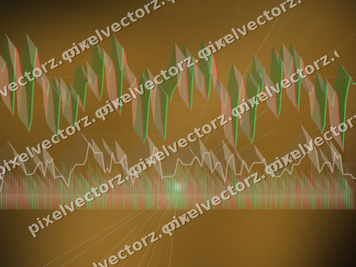 Glowing neon chart background in amber and teal
