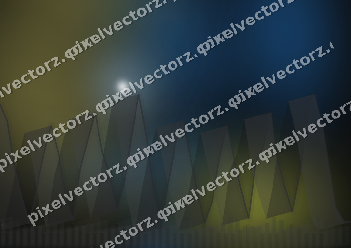 Glowing neon chart background in blue and yellow