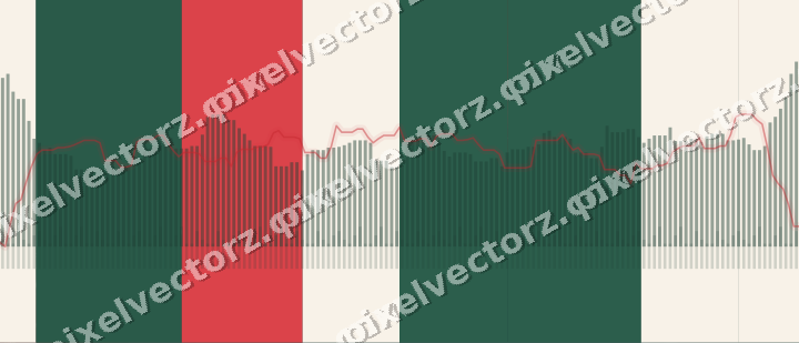 Glowing neon chart background in dark green and red