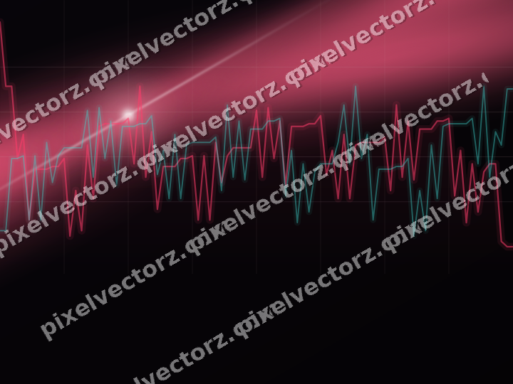 Glowing neon chart background in pink and amber