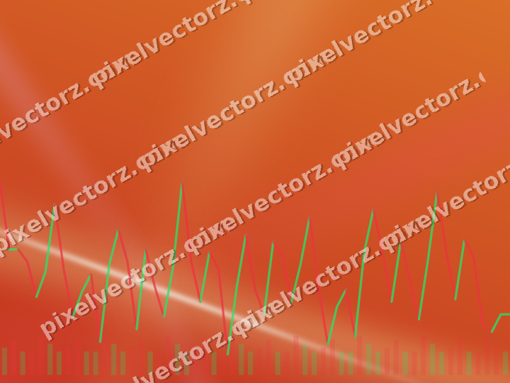 Glowing neon chart background in red and orange