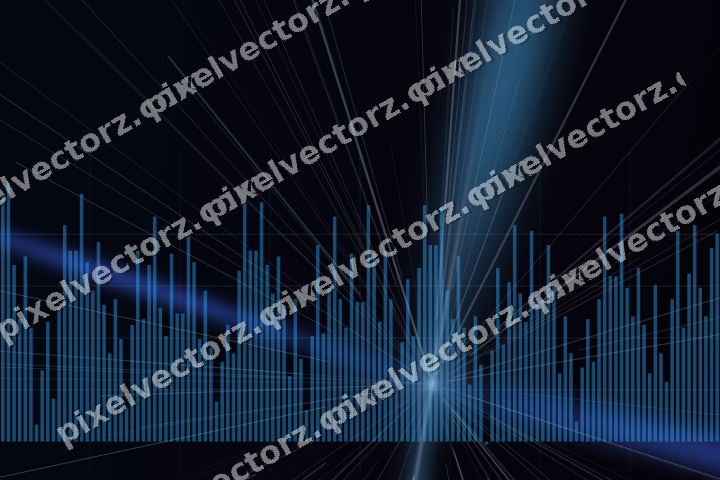 Glowing neon chart background in cyan and blue