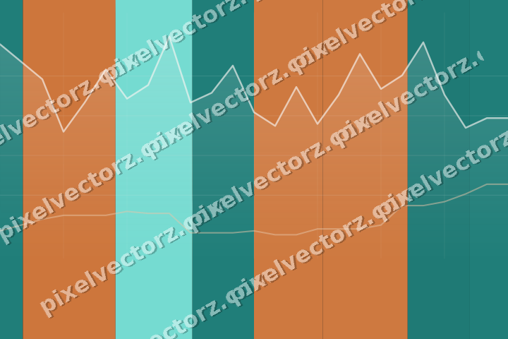 Glowing neon chart background in orange and teal