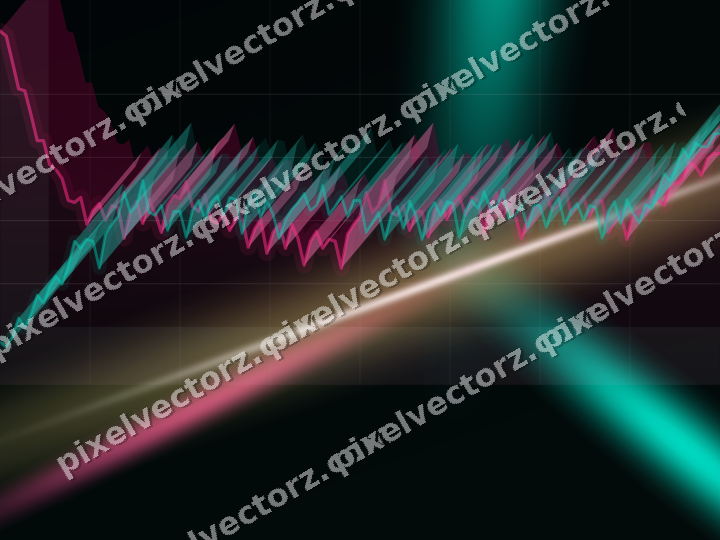 Glowing neon chart background in pink and orange