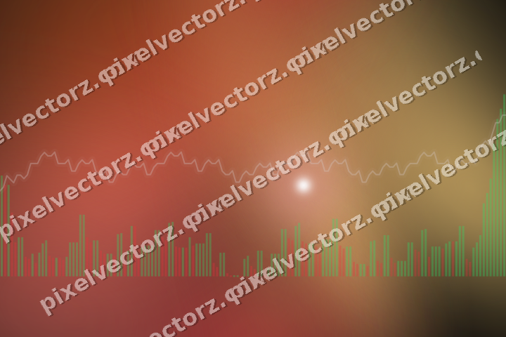 Glowing neon chart background in red and amber