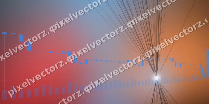 Glowing neon chart background in blue and red