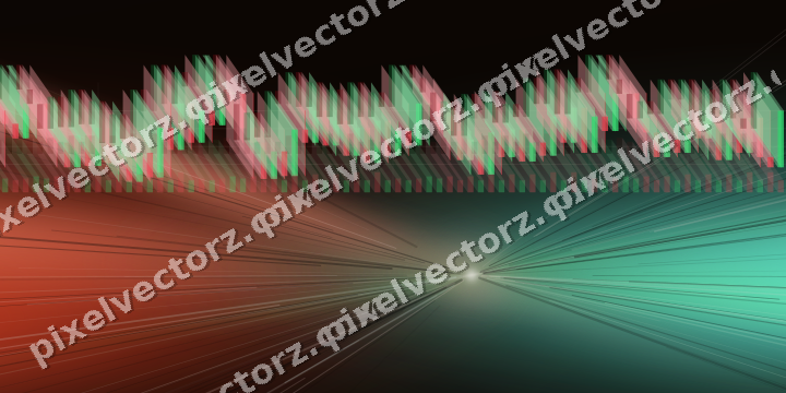 Glowing neon chart background in red and orange